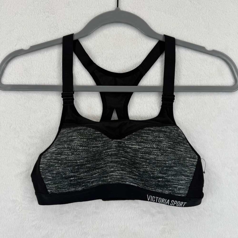 Victoria Sport Knockout Gray Black Racerback Sports Bra 32B